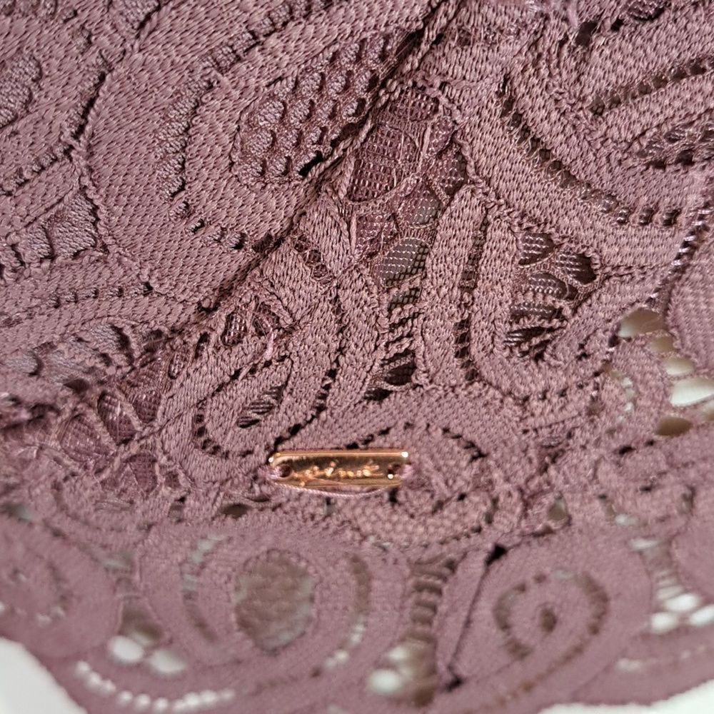 Pink Victorias Secret Bralette Mauve Lace High Neck Underwire Push Up Bra Size S - Picture 5 of 9